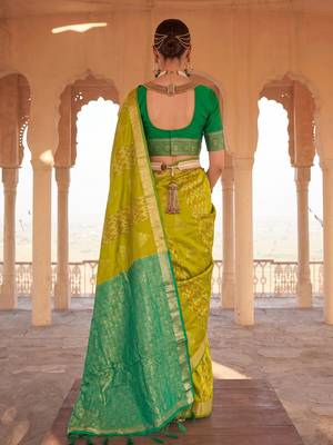 ligth green colour printed soft silk blend fancy saree with blouse 3