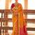 orange colour printed soft silk blend fancy saree with blouse