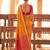 orange colour printed soft silk blend fancy saree with blouse