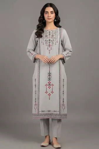 Grey embroidered kurta set
