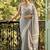 Grey cotton silk blend saree with intricate woven border
