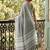 Grey cotton silk blend saree with intricate woven border