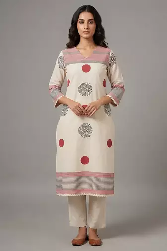 Off-white printed kurta set