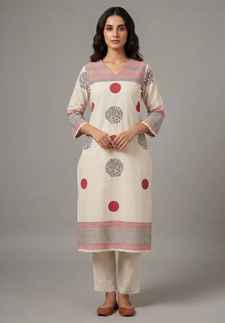 Off-white printed kurta set