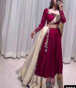 Rani Pink threadDigital print with real mirror work Rayon Lehanga Choli Set