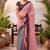 baby pink & black chanderi striped & geometric printed ready to wear saree