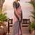 baby pink & black chanderi striped & geometric printed ready to wear saree