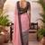 baby pink & black chanderi striped & geometric printed ready to wear saree