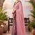 baby pink & black chanderi striped & geometric printed ready to wear saree