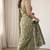 olive green & white chanderi floral printed ready to wear saree