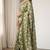 olive green & white chanderi floral printed ready to wear saree