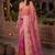pink & peach chanderi geometric printed ready to wear saree