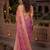 pink & peach chanderi geometric printed ready to wear saree