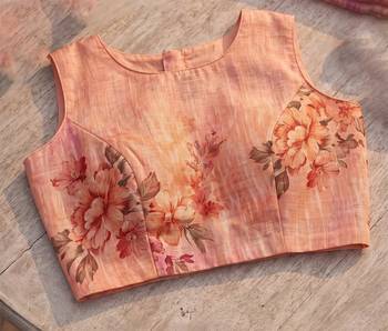pink & peach chanderi geometric printed ready to wear saree 5
