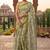 olive green chanderi striped printed ready to wear saree