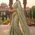 olive green chanderi striped printed ready to wear saree