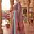 turquoise blue chanderi kalamkari printed ready to wear saree