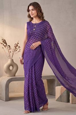 purple chanderi bandhani digital print bollywood saree 4