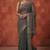 greyish- green chanderi striped & geometric printed ready to wear saree