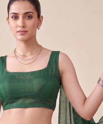 green chanderi dot digital print bollywood saree 5