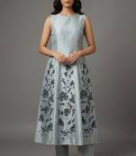 Light grey floral embroidered anarkali kurta set