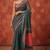 greyish- green chanderi striped & geometric printed ready to wear saree