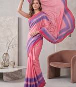 baby pink chanderi geometric digital print bollywood saree