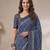 Indigo linen block print bollywood digital print saree