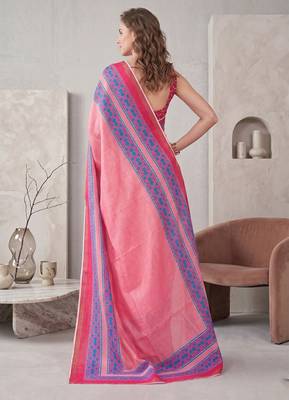 baby pink chanderi geometric digital print bollywood saree 2