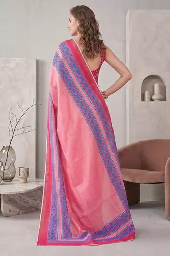 baby pink chanderi geometric digital print bollywood saree