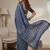 Indigo linen block print bollywood digital print saree