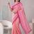 peach pink chanderi block digital print bollywood saree