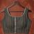greyish- green chanderi striped & geometric printed ready to wear saree