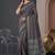 Black  linen ajrakh print bollywood digital print saree