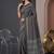 Black  linen ajrakh print bollywood digital print saree