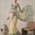 beige chanderi geometric digital print bollywood saree