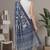 Blue linen geometric bollywood digital print saree