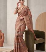 Multicolor linen striped bollywood digital print saree