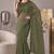 olive green chanderi zig-zag digital print bollywood saree