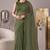 olive green chanderi zig-zag digital print bollywood saree