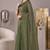 olive green chanderi zig-zag digital print bollywood saree