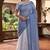 blue & white chanderi leheriya printed ready to wear saree