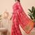 Rose pink linen floral bollywood digital print saree