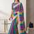 multi color chanderi stripd digital print bollywood saree