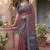 brown & grey chanderi bandhani printed ready to wear saree
