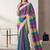 multi color chanderi stripd digital print bollywood saree