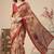 Beige & orange linen geometric bollywood digital print saree