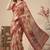 Beige & orange linen geometric bollywood digital print saree