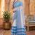 blue & white chanderi striped printed ready to wear saree