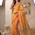 Yellow linen geometric bollywood digital print saree
